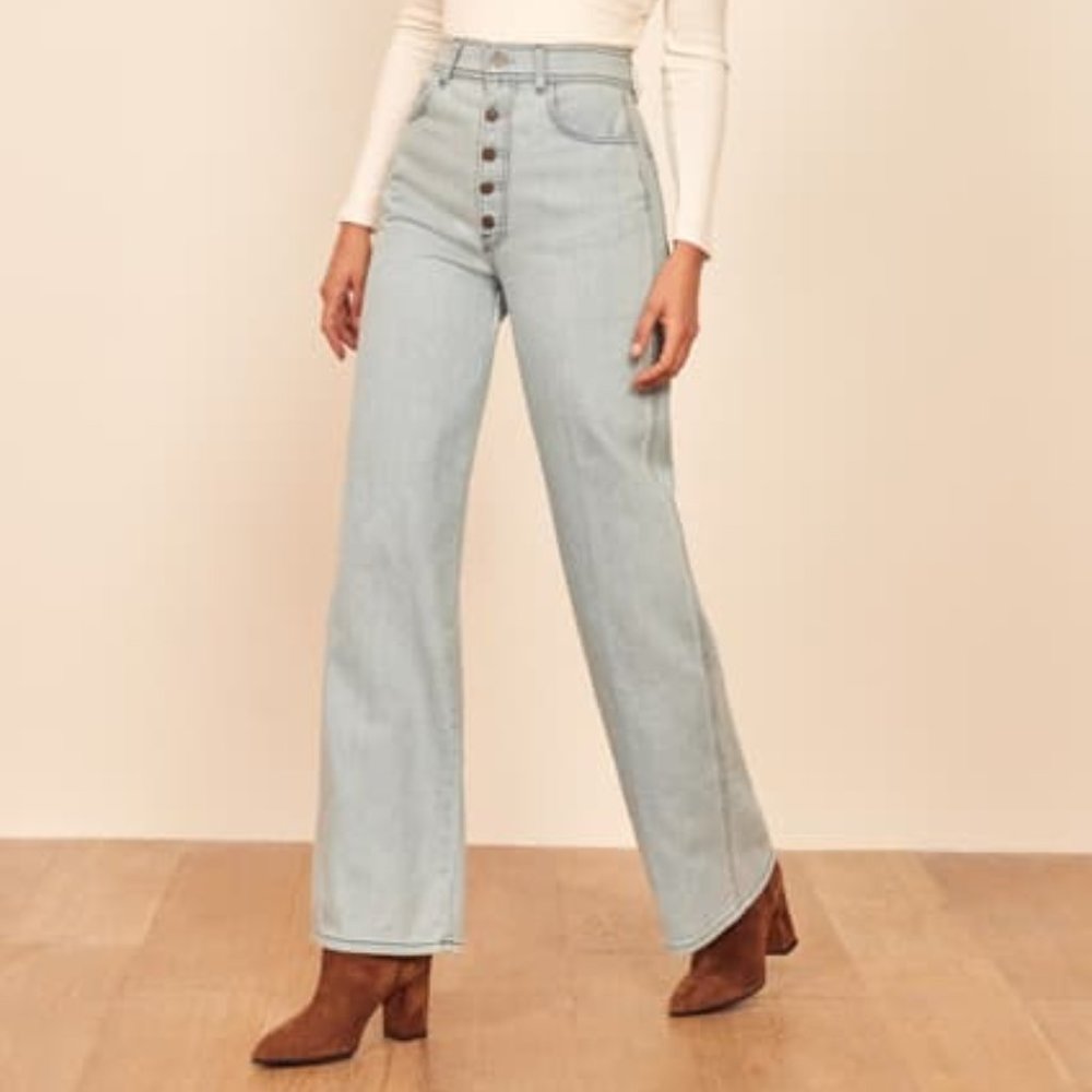 Reformation jeans olive palawan wide leg new 27